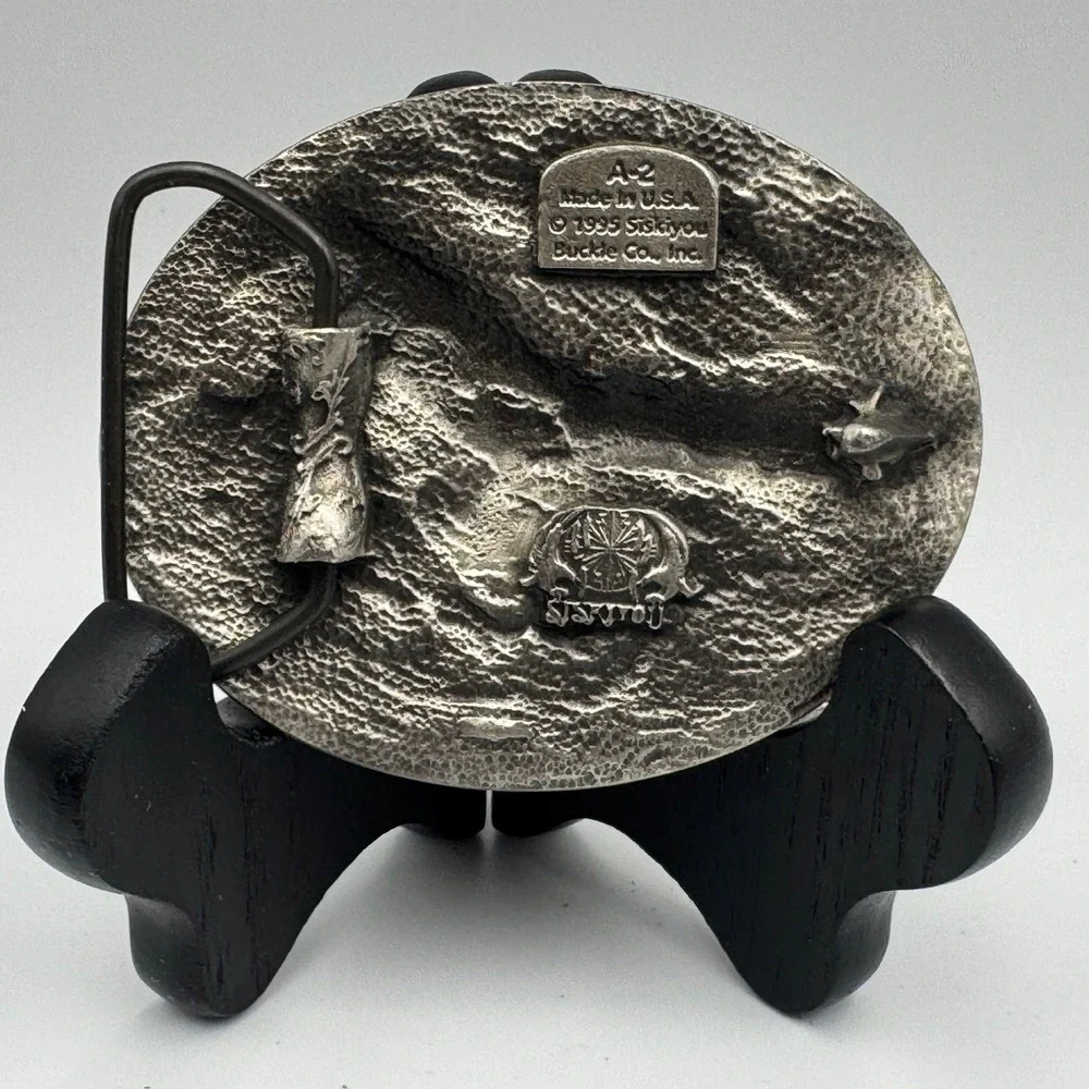 Vintage 1995‎ Siskiyou Buckle Co Eagle Pewter Belt Buckle Blue Enamel A-2 USA